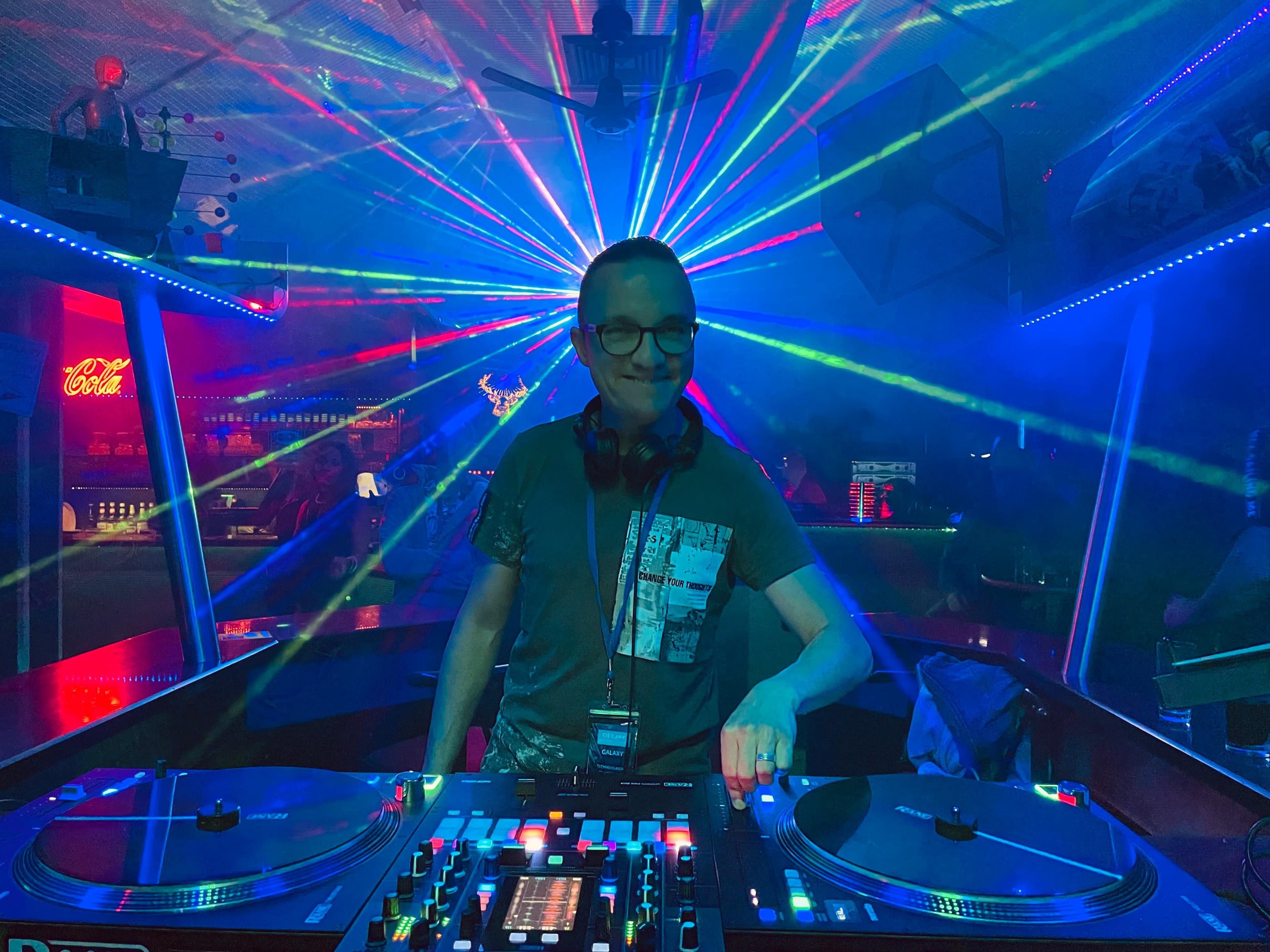 DJ Mike behind the decks